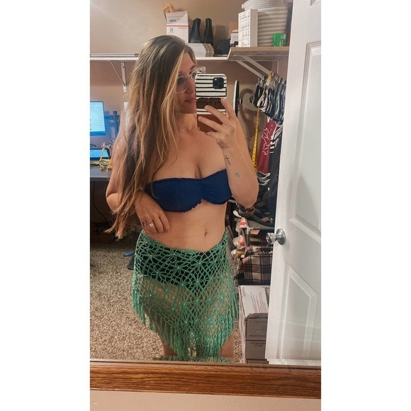 Vintage Y2K Crochet Knitted Boho Swimsuit Cover Up Sarong - Picture 8 of 8